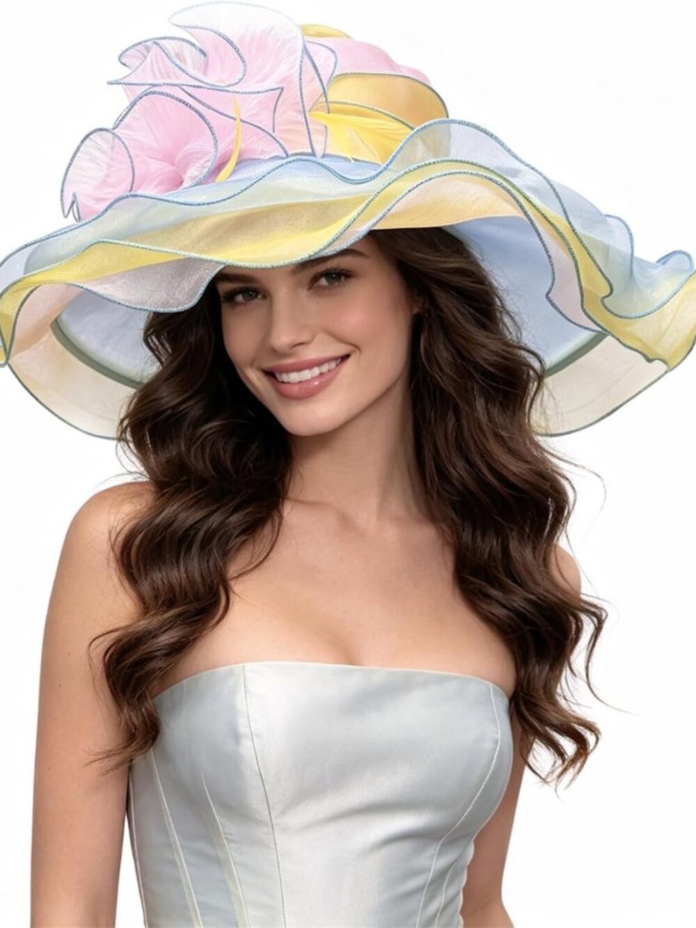 Elegant Women's Organza Fascinator Hat for Church, Derby, Bridal, Tea Party